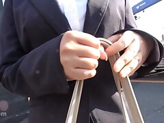 107SDMM-11203 Seductive Asian Solo Stocking Babe Teases Off Her Bra