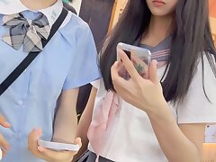 KFC_Uniform_JK_student_girl_and_classmates Adorable Tiny Japanese Doll Skillfully Fucks Herself with Vibrator